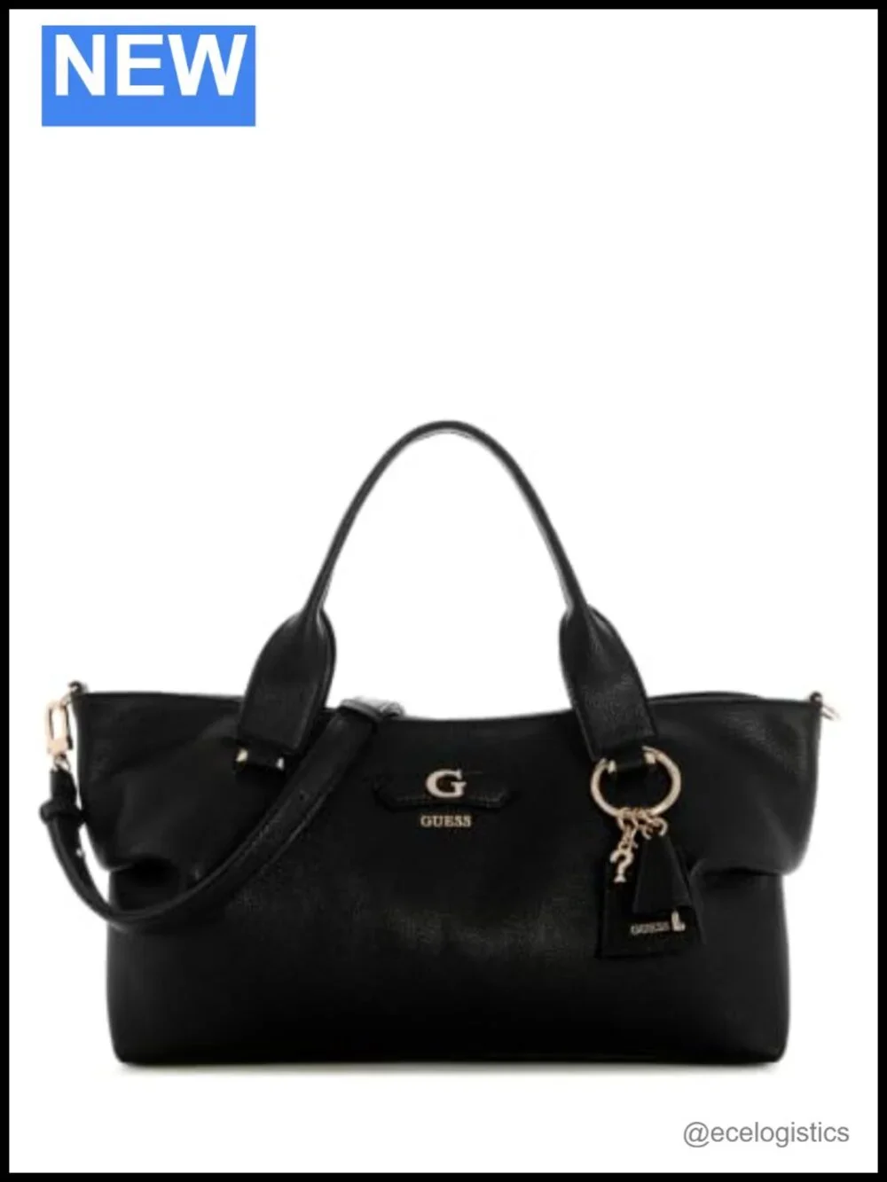 Eco Pebble PU Triple Compartment Satchel Purse with Crossbody Strap Gold